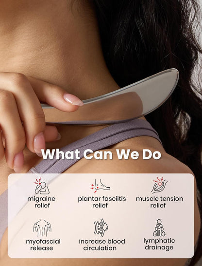 Stainless Steel Gua Sha Body Tool, Metal Muscle Scraper Tool for Physical Therapy, Fascia Massage Tools for Pain Relief Deep Tissue, IASTM for Self Care Routine