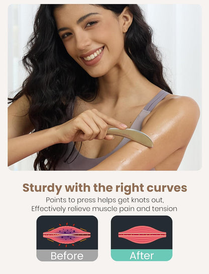 Stainless Steel Gua Sha Body Tool, Metal Muscle Scraper Tool for Physical Therapy, Fascia Massage Tools for Pain Relief Deep Tissue, IASTM for Self Care Routine