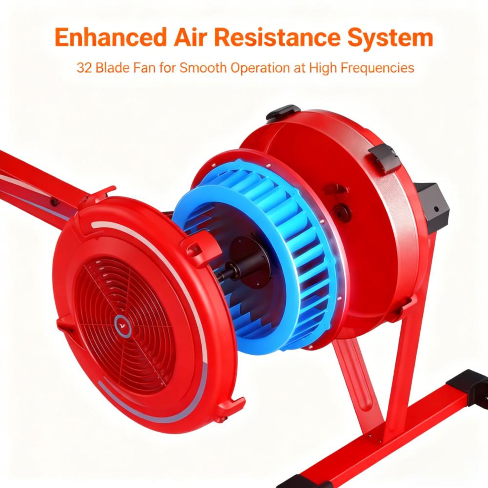 Air Resistance Rowing Machine with Long Rail and Smart Feature