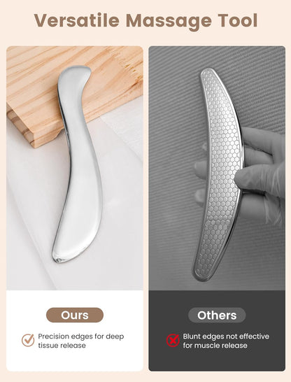 Stainless Steel Gua Sha Body Tool, Metal Muscle Scraper Tool for Physical Therapy, Fascia Massage Tools for Pain Relief Deep Tissue, IASTM for Self Care Routine