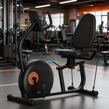 Recumbent Exercise Bike with Full-Body Workout and Smart Features Description: