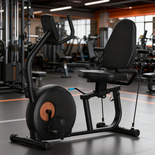 Recumbent Exercise Bike with Full-Body Workout and Smart Features Description: